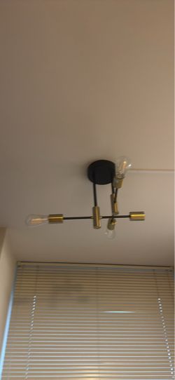 Modern Black & Gold 4-Light Sputnik Ceiling Fixture