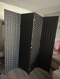 4-Panel Woven Room Divider Privacy Screen
