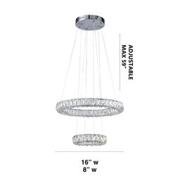 LED Crystal & Chrome Ring Pendant White Light / Hanging Fixture