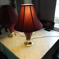 Two Lamps Nice 15 Four Bolt Cherry Wood Table End Table $20