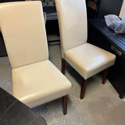 Set Of 2 Faux Leather High Back Dining Chairs