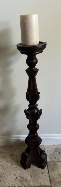 Tall Wood Candlestick
