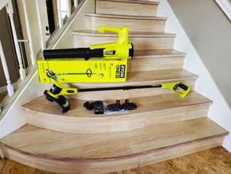 Ryobi ONE+ 18V Cordless Battery String Trimmer/Edger and Jet Fan Blower Combo Kit (2-Tools) with (2)-2.0 Ah Batteries and Charger