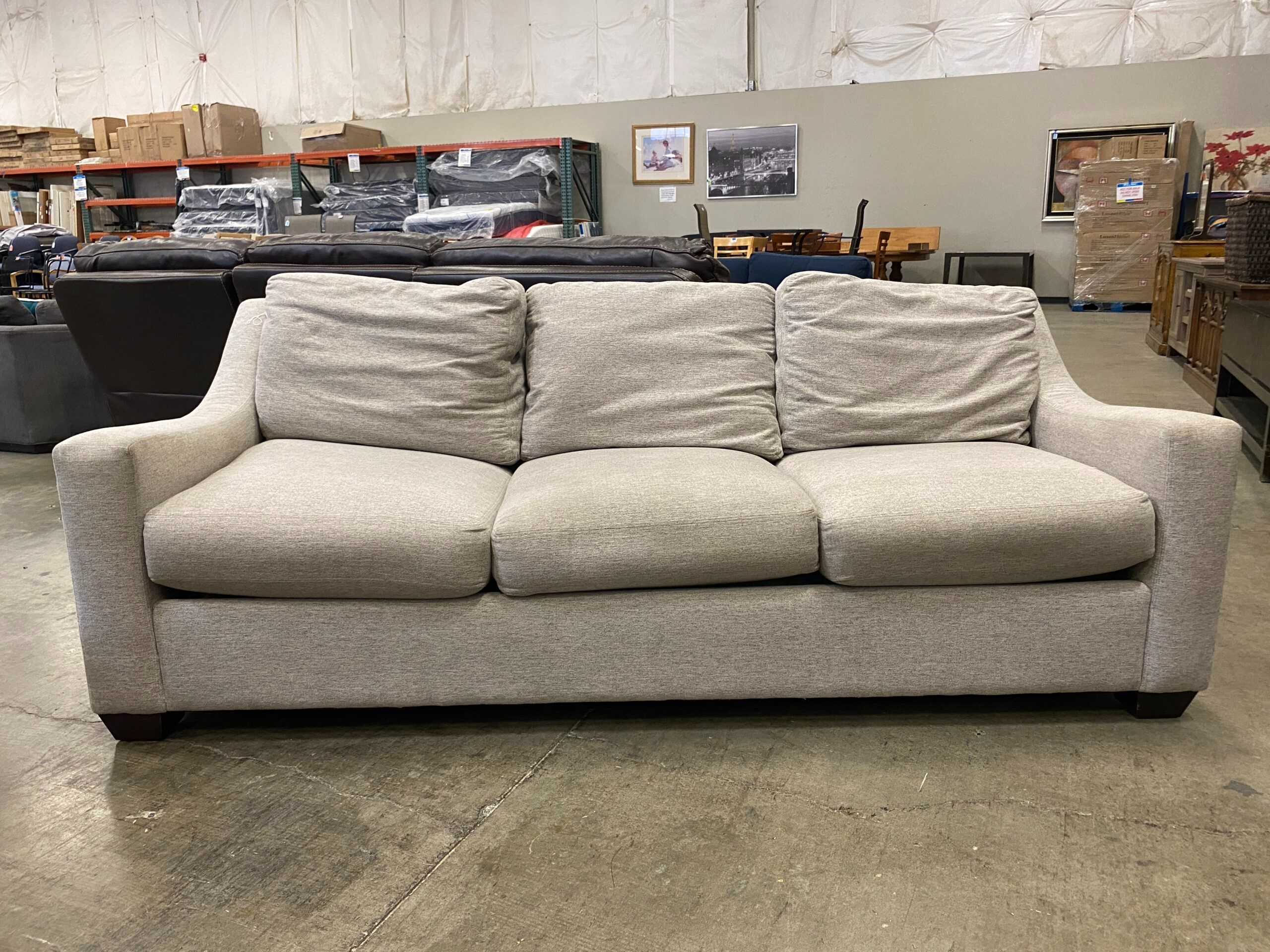 ABBYSON LARISSA Grey Upholstered 3 Seat Sofa