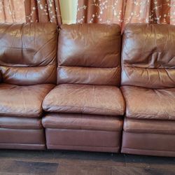 Leather Recliner Couch Set