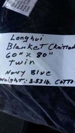 Longhui Blanket (knitted) wt. 3.53 lbs. Twin size Navy Blue in color