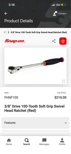 NEW Snap-on  Made in USA 🇺🇸 3/8" Drive Cynergy Soft Grip Swivel-Head Ratchet (Red