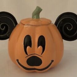 Disney Mickey Mouse Container Jar Halloween Pumpkin + FREE GIFT W/purchase 
