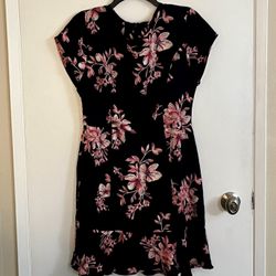 Dress size L, Black & Pink floral, New