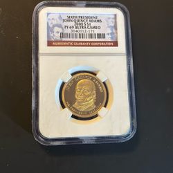 PF 69 2008 John Quincy Adams Dollar Coin