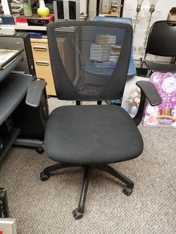 2 mesh back black office chairs