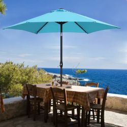 Outdoor 9 Feet Aluminum Market  Umbrella with Crank and Push Button Tilt for Patio, Garden, Deck, Backyard, Pool - No Base