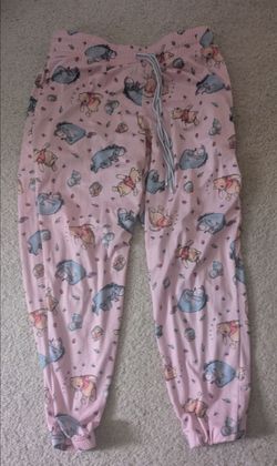 Pink Pajama Pants with Cartoon Characters