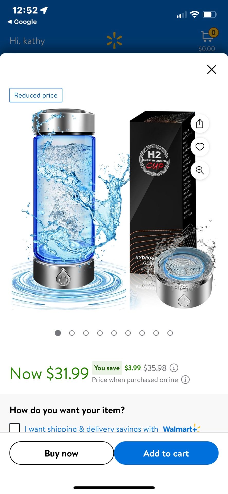 H2 Hydrogen Water Cup