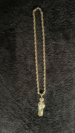 Gold Rope Chain & Saint Jude Pendant