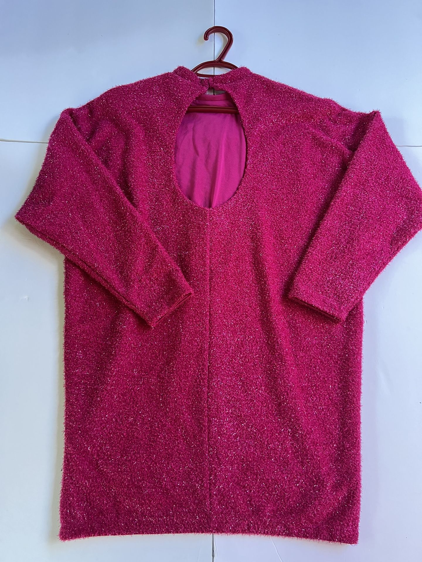 NWT H&M Fuchsia Sweater Dress With Open Back XS