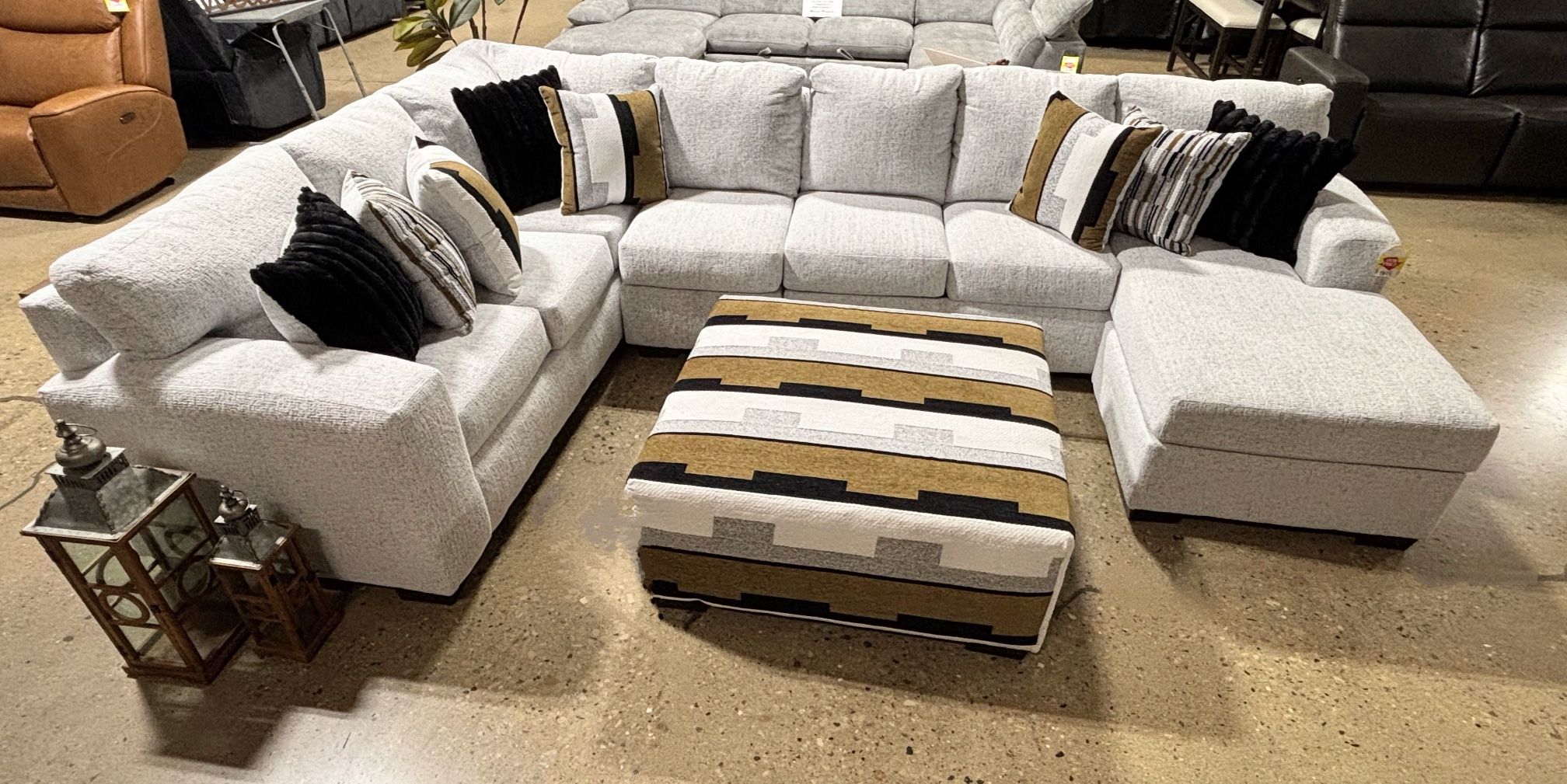 New Contemporary Plush Upholstered Sectional with Chaise