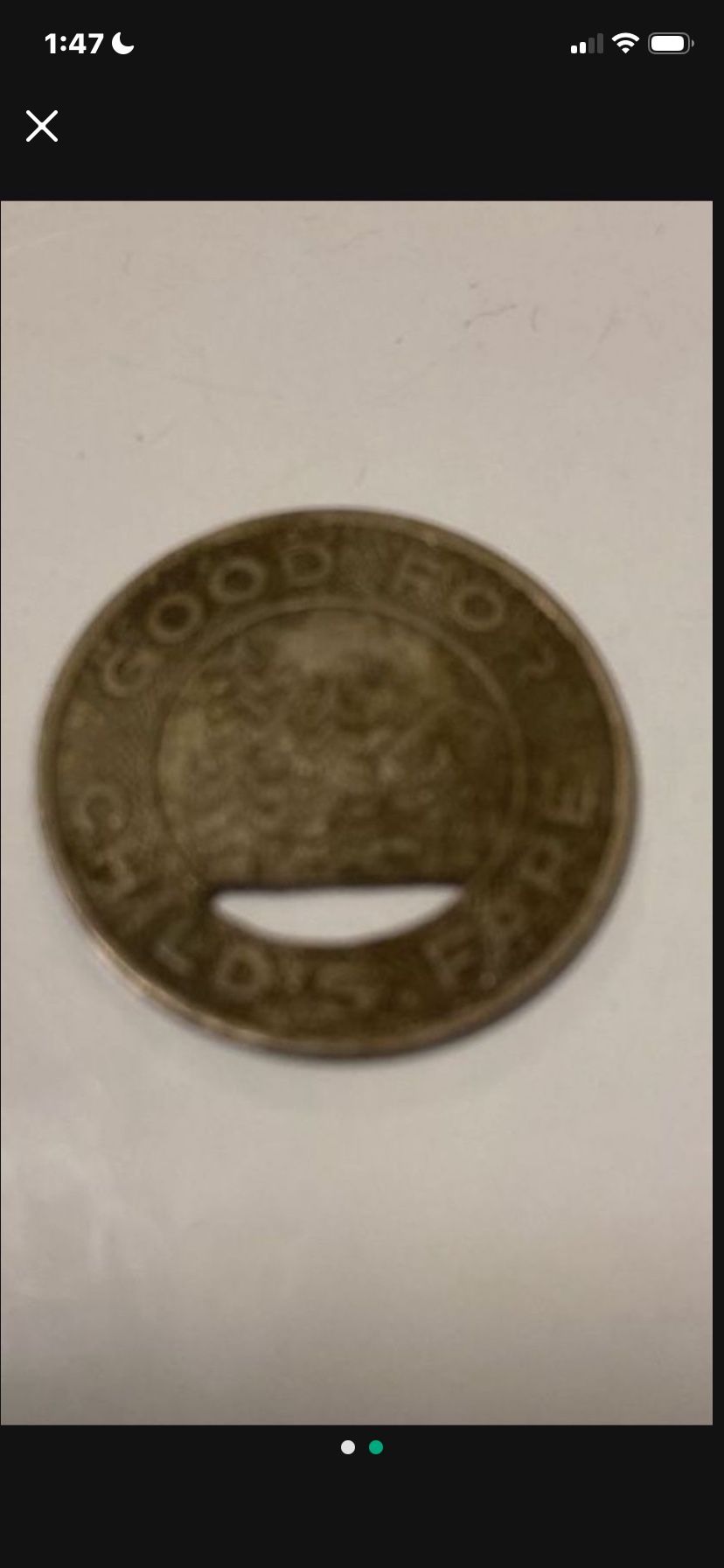 Seattle Transit System "Good For Child's Fare" Brass Token -- 21mm w/ Pine Trees