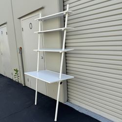 Vintage Mid Century Modern White Adjustable Angle and Height Ladder Desk with Shelves