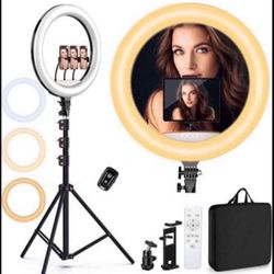18"+10"Ring Light Selfie Ring Light Kit with 75" Tripod, 6500K Dimmable LED Ring Light, Carrying Bag