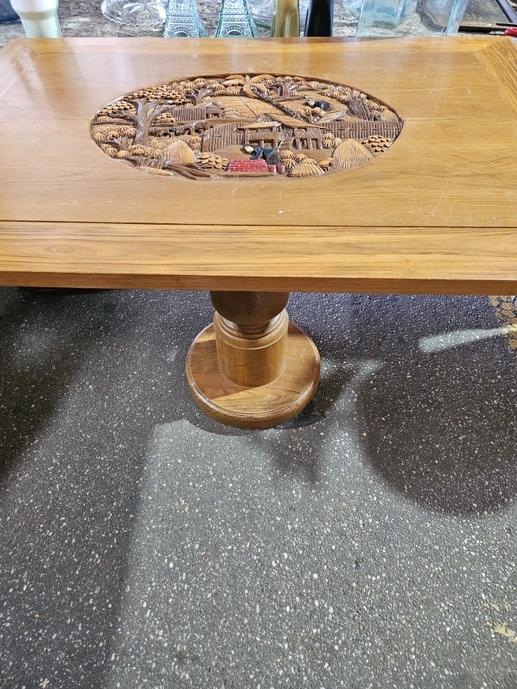 Hand Carved Wooden Table
