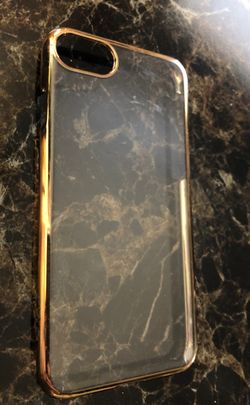 iPhone 7 clear hard case gold trim CYLO