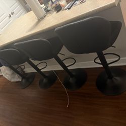4 Black Velvet Bar Stools 