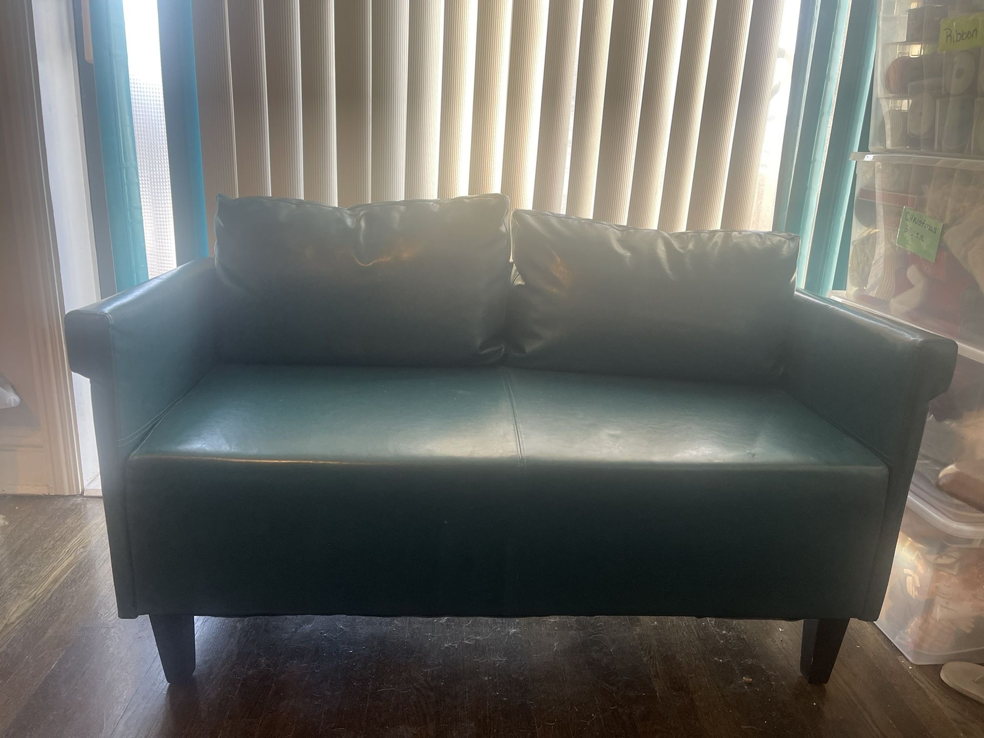 Loveseat Teal Leather