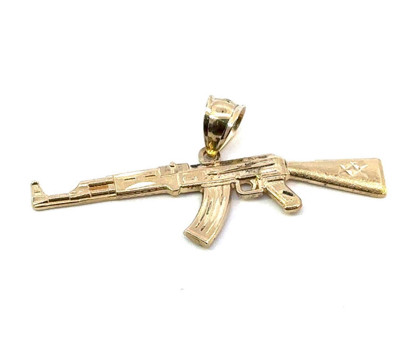 14k Yellow Gold AK-47 Rifle Pendant Charm Necklace GP3113282