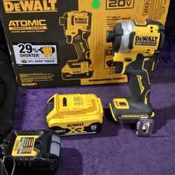 🧰🛠DEWALT ATOMIC 20V MAX Cordless 1/4” Brushless Impact Driver w/5Ah Batt/Charger/Bag-$160!🧰🛠