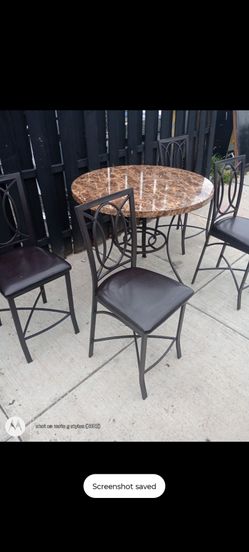 Hightop marble dining table w/4chairs