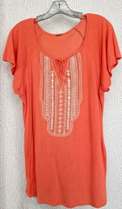 Orange Embroidered Boho Top