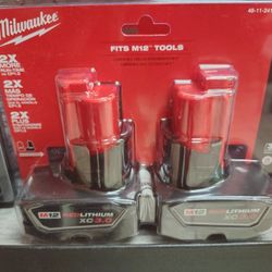 Milwaukee Two 3.0ah Batteries M12