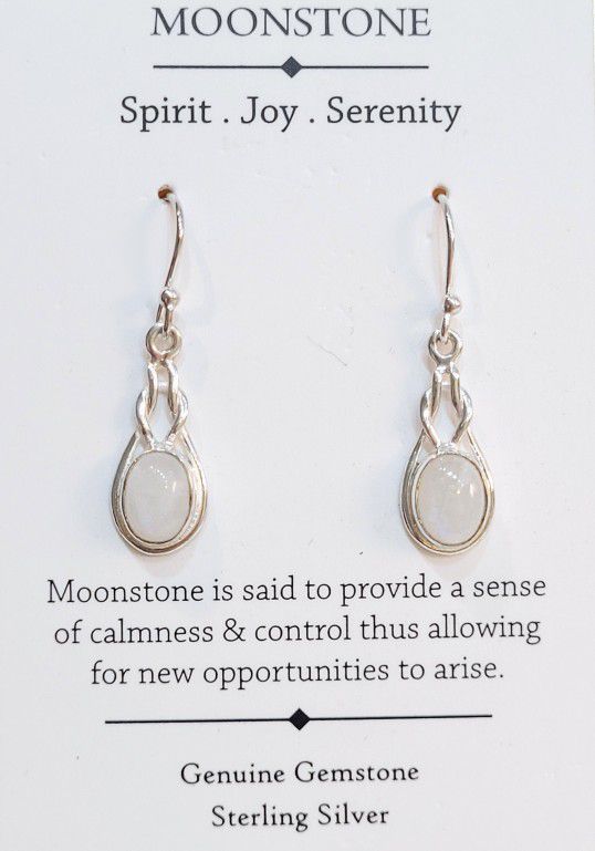 SHIPPING ONLY:  New Shivam .925 Sterling Silver Moonstone Gemstone Earrings 