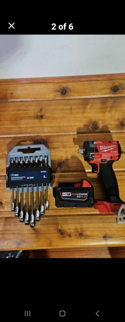 Milwaukee M18 'Fuel' 1/2" (stubby) impact wrench, ratcheting wrench set, battery
