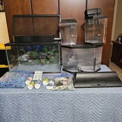 Aquarium Group Lot! Tanks, 8lbs Gravel, Lights, plus More! Used, Selling As Is