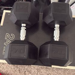 70 Pound Rubber Dumbbells 