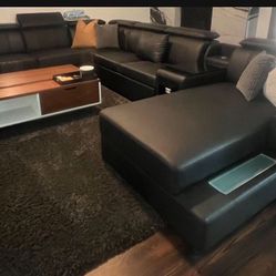 Custom Top Grain Leather Modern Sectional  - 