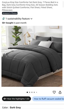 Brand new seven piece comforter set dark gray king size Brand new seven piece comforter set dark gray king size