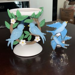Birds On A Branch Pedestal 3-Wick Candle Holder Bath And Body Works Lot Of 2