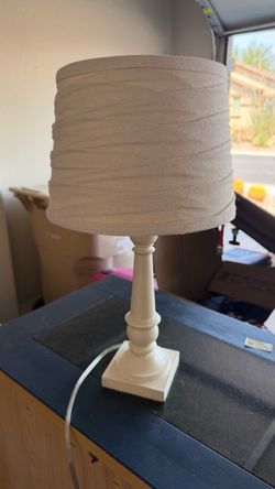 Side table lamp white fabric shade