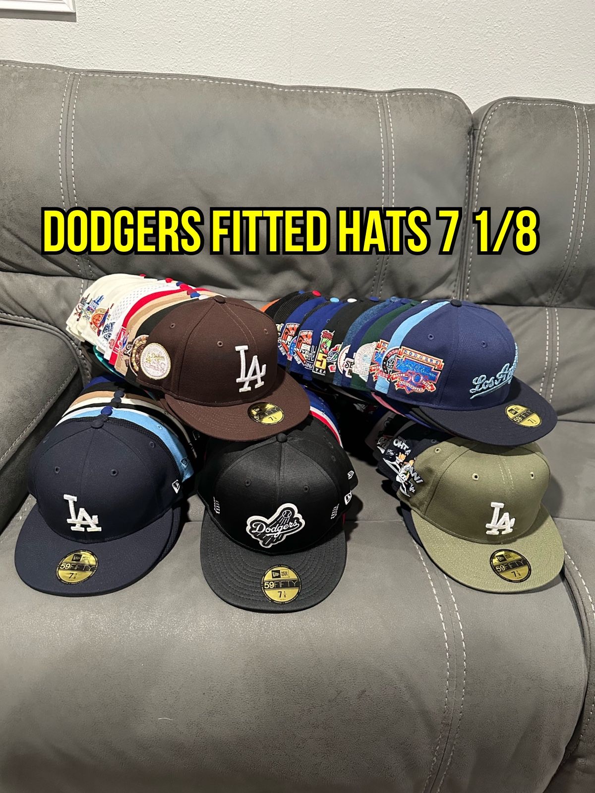 MLB 59fifty New Era Los Angeles Dodgers Fitted Hats Size 7 1/8
