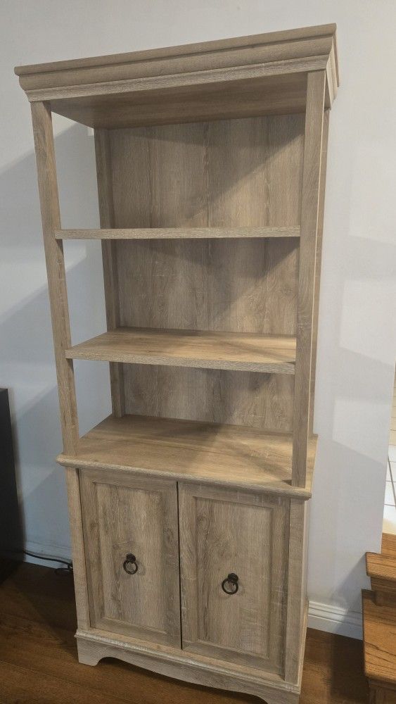 Sauder 5-Shelf Bookcase with Doors, Orchard Oak Finish