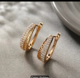 Gold Hoop Earrings with Crystal Pave, Everyday jewelry, New