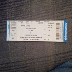 Lynyrd Skynyrd ZZ Top Concert Ticket For Sale