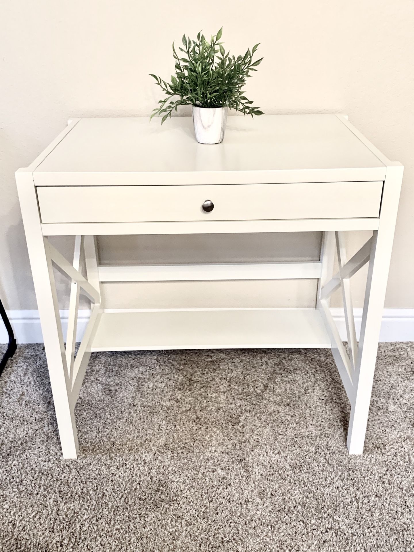 White Nightstand writing Desk