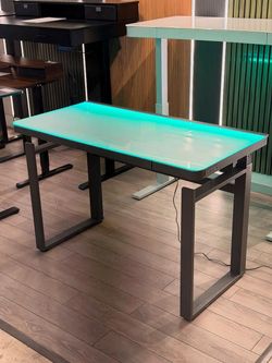 47” Glass Top Desk with RGB LED Lighting Electric Standing desk