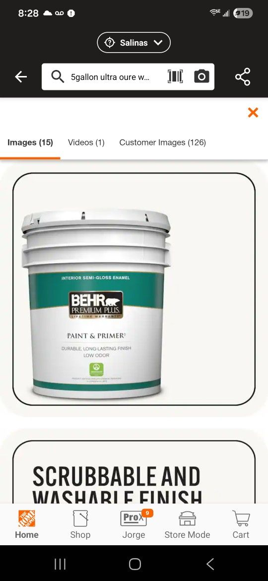 5 Gallon White Interior Semi Gloss Enamel 2buckets Of 6 Gallons