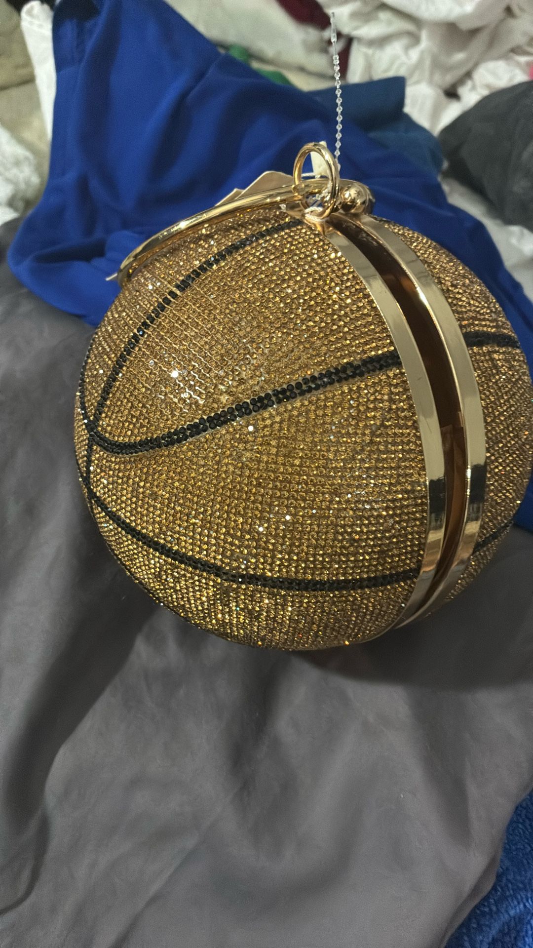 Basketball rhinestone gold purse