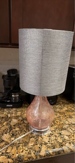 Pink Glass Table Lamp with Silver Shade